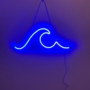 Blue Neon Wave Light, Dimmable LED.